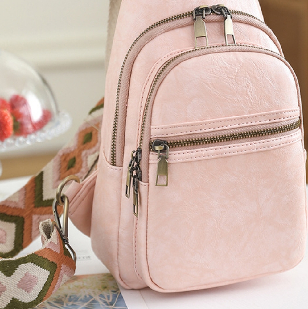 Vegan Leather Sling Bag Crossbody Shoulder Purse Convertible Wide Guitar Strap - Picture 3 of 14
